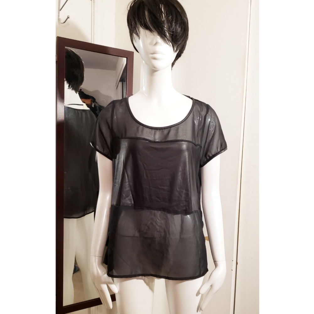 Arden B Top with Faux Leather Detail Size S